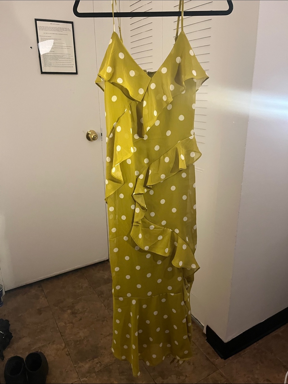 Polka Dot Lime Ruffle Maxi Dress - Women